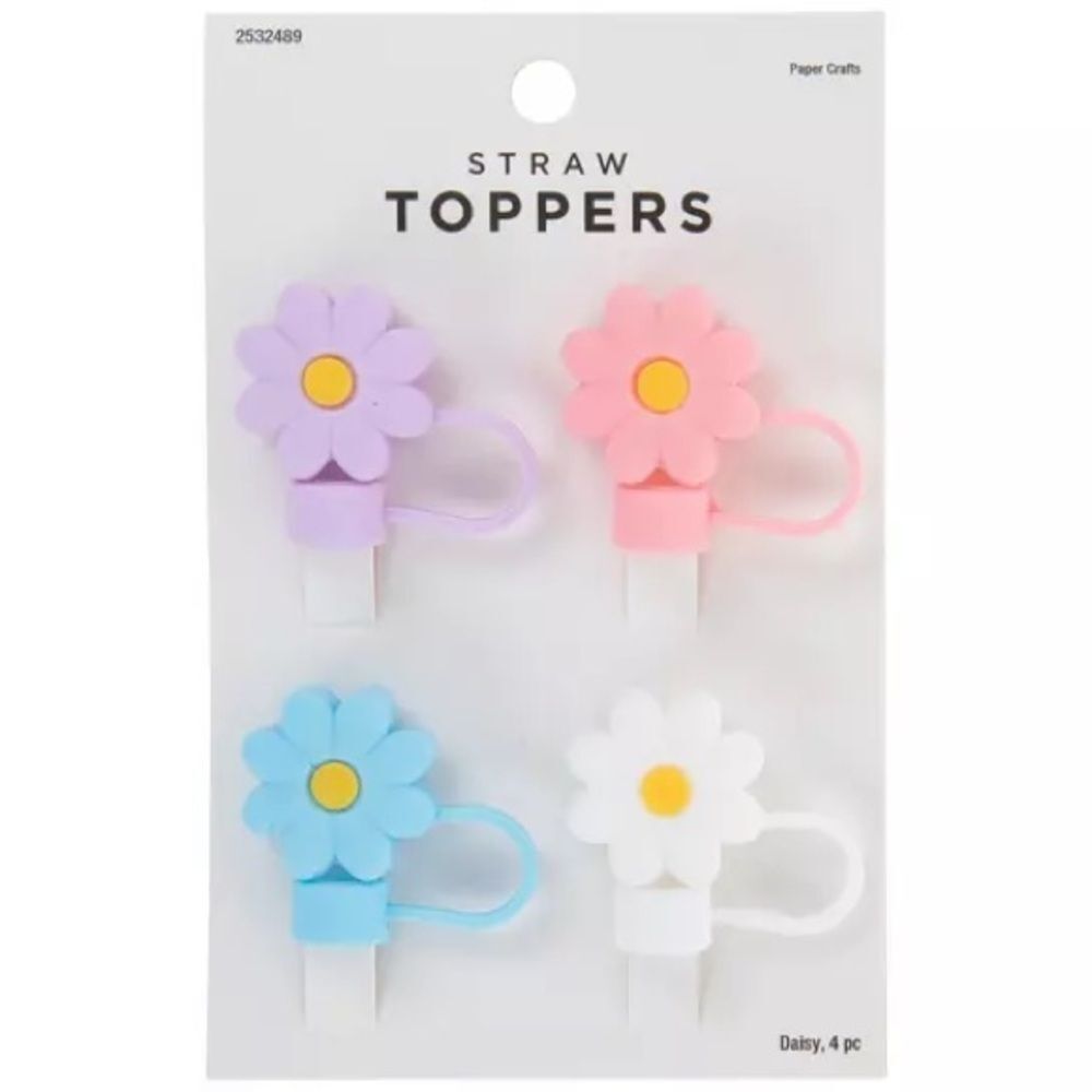 New 4 pc Daisy Straw Toppers